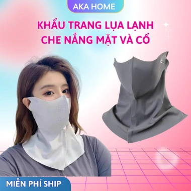 Khẩu trang thun lụa lạnh chống UV che cổ che mặt 3D thoáng khí, không bí da, phủ kín, giá chỉ 24.711₫