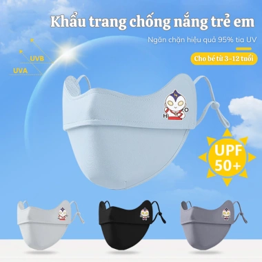 Khẩu trang trẻ em chống nắng UV thoáng khí 2 lớp, mềm mại, có nút chỉnh dây, phù hợp 3‑12 tuổi – Giá 38.000₫ 2