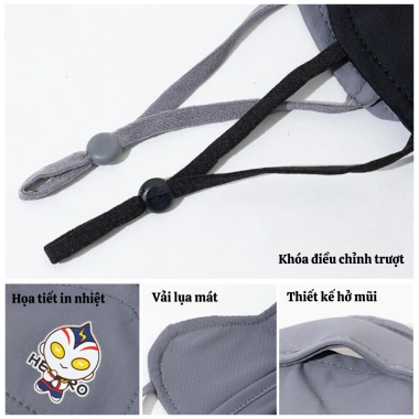 Khẩu trang trẻ em chống nắng UV thoáng khí 2 lớp, mềm mại, có nút chỉnh dây, phù hợp 3‑12 tuổi – Giá 38.000₫ 8