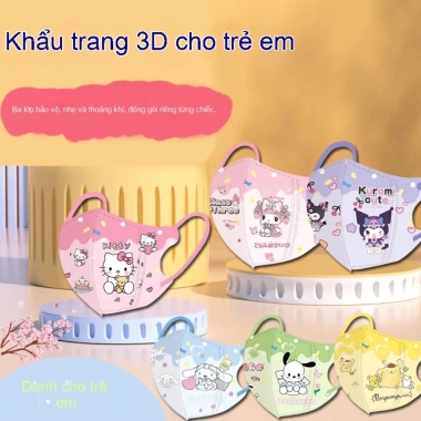 Khẩu trang trẻ em dùng một lần, thoáng khí, họa tiết hoạt hình, đóng gói riêng, an toàn, 16.800đ