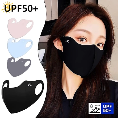 Khẩu Trang UPF50+ Vải Lụa Đá Lạnh Nam Nữ - Mỏng nhẹ, thoáng khí, chống UV, đi xe máy, thể thao ngoài trời - Giá 9.999đ