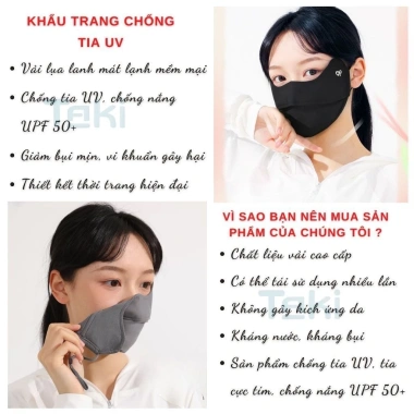 Khẩu trang UV UPF 50+ 5D nylon lót nhung giữ ấm - VNMASK giá 24.000đ 8 Khẩu trang UV UPF 50+ 5D nylon lót nhung giữ ấm - VNMASK giá 24.000đ 8