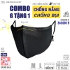 Khẩu trang vải 3 lớp chống nắng UV, bụi mịn, màu đen, nẹp mũi - Azumikichi AZ7 72.000 VND