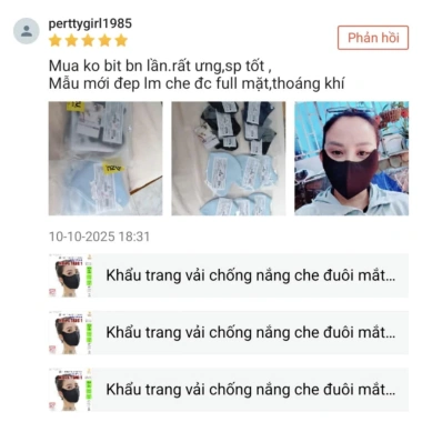 Khẩu trang vải 3 lớp chống nắng UV, bụi mịn, màu đen, nẹp mũi - Azumikichi AZ7 72.000 VND