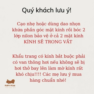 Khẩu trang vải bé có kính che giọt bắn, van thông hơi, lọc PM2.5 cao cấp - 9.000đ