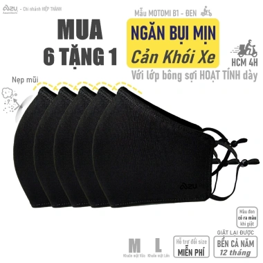 Khẩu trang vải chống bụi mịn 3 lớp cho người đi xe máy Nẹp mũi đen Azumikichi B1 10 Khẩu trang vải chống bụi mịn 3 lớp cho người đi xe máy Nẹp mũi đen Azumikichi B1 10