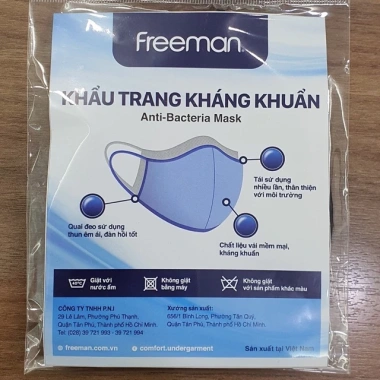 Khẩu trang vải Freeman kháng khuẩn - Set 2 miếng giá 120.000 VNĐ, giảm so với 152.400 2 Khẩu trang vải Freeman kháng khuẩn - Set 2 miếng giá 120.000 VNĐ, giảm so với 152.400 2