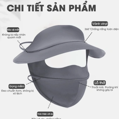 Khẩu trang vải full face UPF50+ chống UV, thoáng khí, bảo vệ toàn mặt - 51.500 2