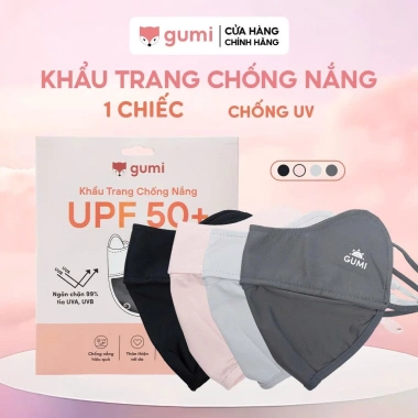 Khẩu trang vải Gumi UPF 50+ chống nắng, nylon spandex, giá chỉ 53.000₫