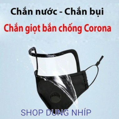 Khẩu trang vải nano chống nước kháng khuẩn, kính che mặt rời van thở, ngăn bụi mịn, giọt bắn, giá 22.000đ