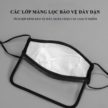 Khẩu trang vải nano chống nước kháng khuẩn, kính che mặt rời van thở, ngăn bụi mịn, giọt bắn, giá 22.000đ
