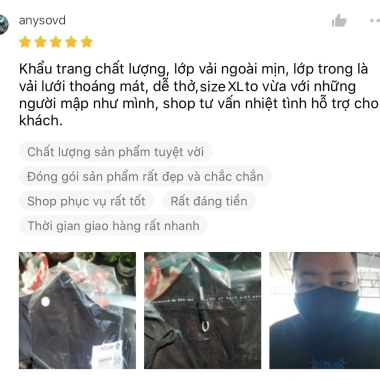 Khẩu trang vải oversize 3 lớp Đen CỠ RẤT LỚN BZ7XL – Chống nắng, 144.000₫