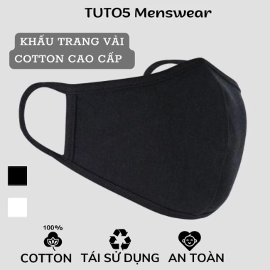 Khẩu trang vải thun TUTO5 KT01 - Đen/Trắng 2 lớp cotton dệt kim, kháng khuẩn, khử mùi, tái sử dụng - 55.000 VND Khẩu trang vải thun TUTO5 KT01 - Đen/Trắng 2 lớp cotton dệt kim, kháng khuẩn, khử mùi, tái sử dụng - 55.000 VND