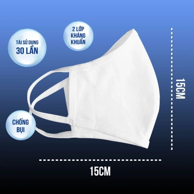 Khẩu trang vải thun TUTO5 KT01 - Đen/Trắng 2 lớp cotton dệt kim, kháng khuẩn, khử mùi, tái sử dụng - 55.000 VND