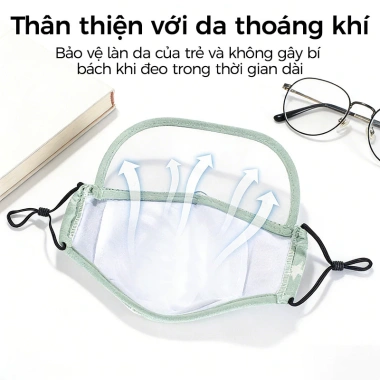 Khẩu trang vải trẻ em van thở, kính bảo hộ tháo rời, kháng khuẩn, thoáng khí, chống UV, ngừa muỗi