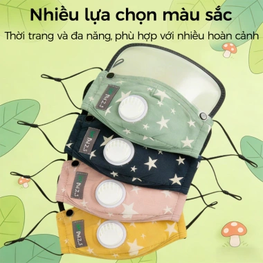 Khẩu trang vải trẻ em van thở, kính bảo hộ tháo rời, kháng khuẩn, thoáng khí, chống UV, ngừa muỗi