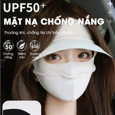 Khẩu trang vải UPF50+ chống nắng, mặt nạ lụa băng UV cao cấp thoáng khí giảm giá 65k