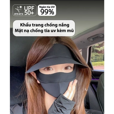 Khẩu trang vải UPF50+ chống nắng, mặt nạ lụa băng UV cao cấp thoáng khí giảm giá 65k