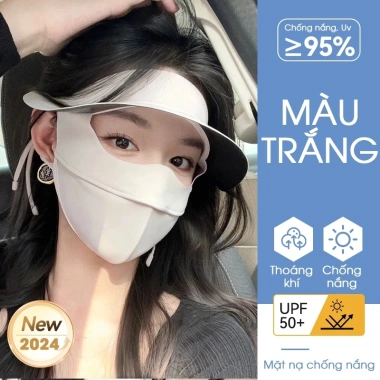 Khẩu trang vải UPF50+ chống nắng, mặt nạ lụa băng UV cao cấp thoáng khí giảm giá 65k