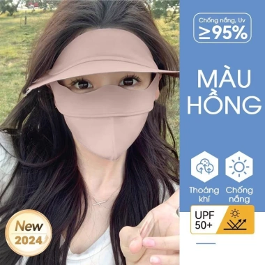 Khẩu trang vải UPF50+ chống nắng, mặt nạ lụa băng UV cao cấp thoáng khí giảm giá 65k