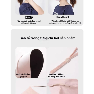 Khẩu trang vải UPF50+ chống nắng, mặt nạ lụa băng UV cao cấp thoáng khí giảm giá 65k