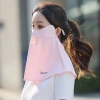 Khẩu Trang Vành Rộng Nữ Che Kín Cổ Lụa Lạnh Thoáng Khí Chống UV Khi Đi Xe 5