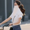 Khẩu Trang Vành Rộng Nữ Che Kín Cổ Lụa Lạnh Thoáng Khí Chống UV Khi Đi Xe 10