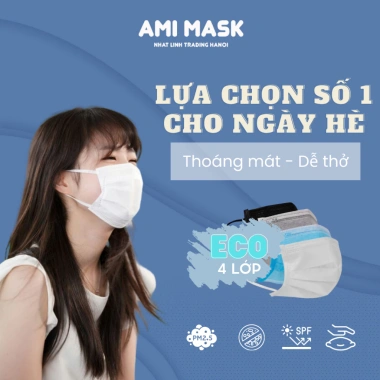 Khẩu trang y tế 4 lớp Eco AMI MASK kháng khuẩn, chống bụi mịn 50-200 chiếc - 32.000đ