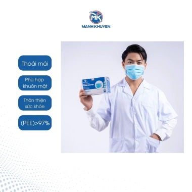 Khẩu trang y tế Mạnh Khuyên 4 lớp kháng khuẩn, không đau tai - 1 hộp 50 chiếc