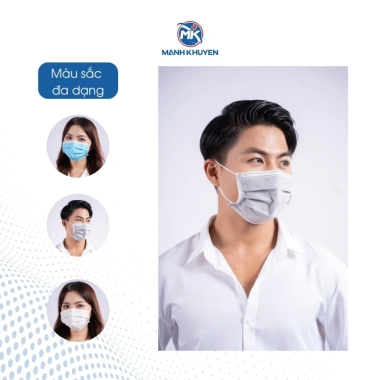 Khẩu trang y tế Mạnh Khuyên 4 lớp kháng khuẩn, không đau tai - 1 hộp 50 chiếc