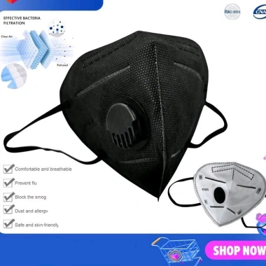 Khẩu trang y tế N95 5 lớp có van màu đen - Set 10 cái, giảm giá 35.000₫