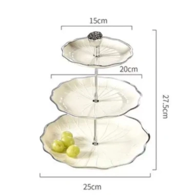 Khay 3 tầng lá sen mẫu mới - Đựng mứt trái cây, decor tiệc lễ Tết, giá 175.000₫ 7