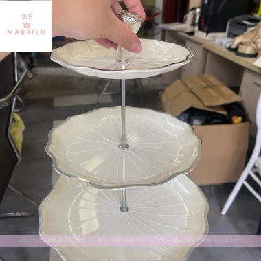Khay 3 tầng lá sen mới - Đựng mứt, trái cây, bánh kẹo, hạt - Giá ưu đãi 169.000 3