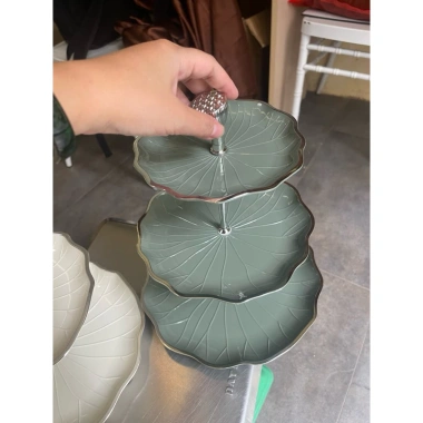 Khay 3 tầng lá sen mới - Đựng mứt, trái cây, bánh kẹo, hạt - Giá ưu đãi 169.000 9