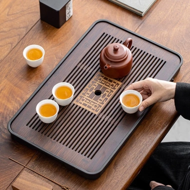Khay Ấm Trà Gỗ Cao Cấp Hoa Văn Sang Trọng Thoát Nước Trang Trí Phòng Khách Giá 69.000đ 2