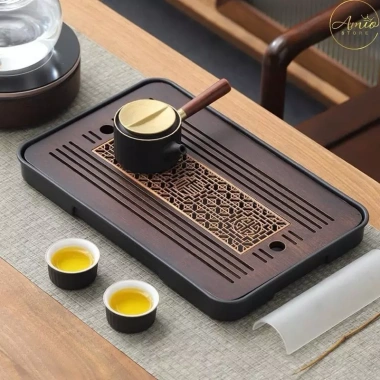 Khay Ấm Trà Gỗ Cao Cấp Hoa Văn Sang Trọng Thoát Nước Trang Trí Phòng Khách Giá 69.000đ 3