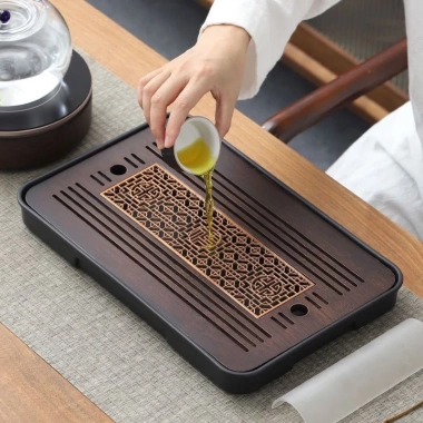 Khay Ấm Trà Gỗ Cao Cấp Hoa Văn Sang Trọng Thoát Nước Trang Trí Phòng Khách Giá 69.000đ 8