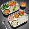 Khay ăn tối NLINNI inox 304 có nắp - Đĩa chia 4/5 ngăn, bộ đồ ăn nhà bếp đa năng, giảm còn 161.700₫