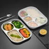 Khay ăn tối NLINNI inox 304 có nắp - Đĩa chia 4/5 ngăn, bộ đồ ăn nhà bếp đa năng, giảm còn 161.700₫ 9