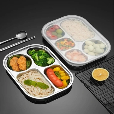 Khay ăn tối NLINNI inox 304 có nắp - Đĩa chia 4/5 ngăn, bộ đồ ăn nhà bếp đa năng, giảm còn 161.700₫ 9 Khay ăn tối NLINNI inox 304 có nắp - Đĩa chia 4/5 ngăn, bộ đồ ăn nhà bếp đa năng, giảm còn 161.700₫ 9