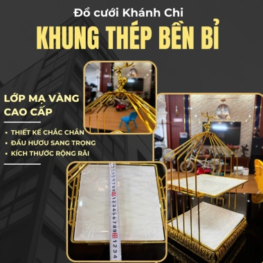 Khay bánh kẹo 2 tầng con hươu mạ vàng Trang trí Tết, đám cưới, ăn hỏi, 387.499₫
