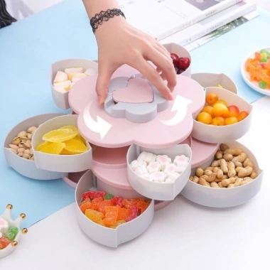 Khay bánh kẹo Tết hình hoa sen sang trọng 2 tầng 10 cánh, giảm giá 90k 2
