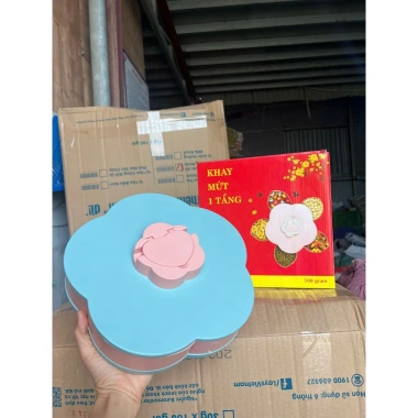 Khay bánh kẹo Tết hình hoa sen sang trọng 2 tầng 10 cánh, giảm giá 90k 9