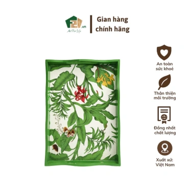 Khay chữ nhật sơn mài hoa hồng hoa lan - Bánh kẹo, ấm chén trà, mứt Tết sang trọng