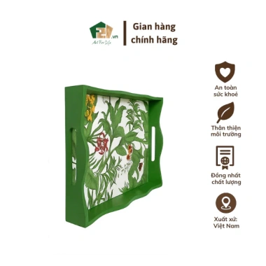 Khay chữ nhật sơn mài hoa hồng hoa lan - Bánh kẹo, ấm chén trà, mứt Tết sang trọng