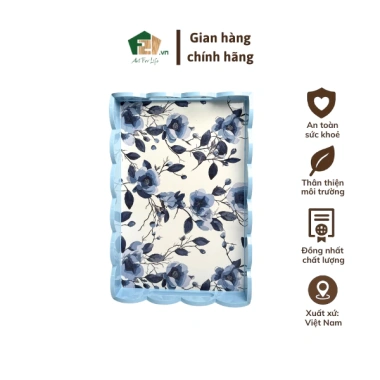 Khay chữ nhật sơn mài hoa hồng hoa lan - Bánh kẹo, ấm chén trà, mứt Tết sang trọng