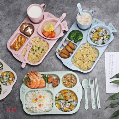 Khay Cơm Lúa Mạch 6 Chi Tiết Hình Cá Siêu Đáng Yêu - Giá 69.900đ Giảm Đặc Biệt