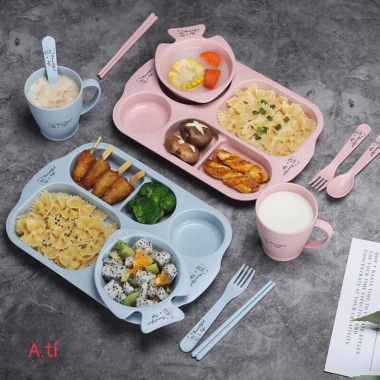 Khay Cơm Lúa Mạch 6 Chi Tiết Hình Cá Siêu Đáng Yêu - Giá 69.900đ Giảm Đặc Biệt