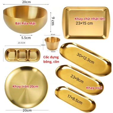 Khay Đậu, Khay Vàng, Hũ Bông, Chén Cồn, Khay Inox Y Tế Spa - Giá 22.000đ giảm
