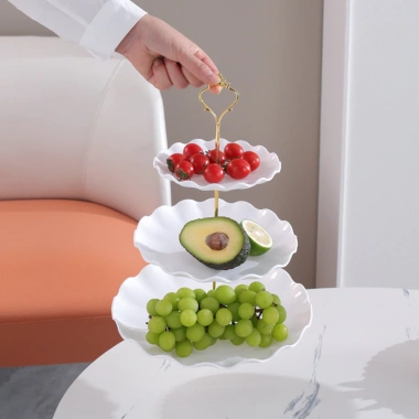 Khay dĩa đựng trái cây bánh kẹo, hoa quả 3 tầng sang trọng - Giá 69.000₫